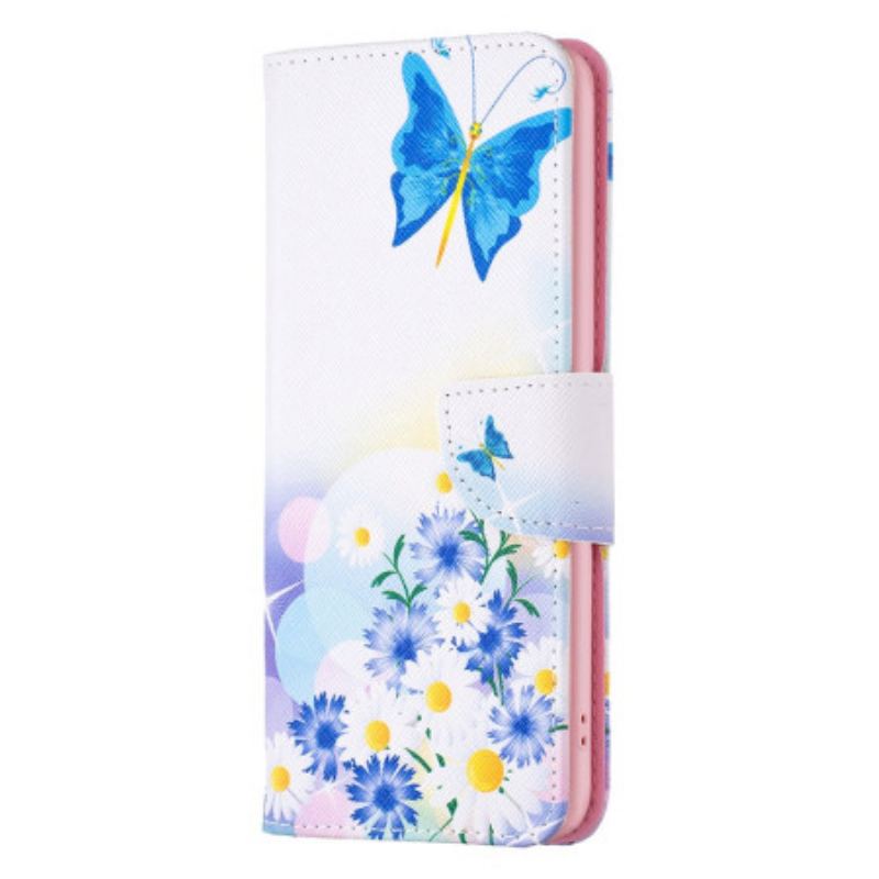 Flip Cover Poco X6 5g Sommerfugl Og Blomster