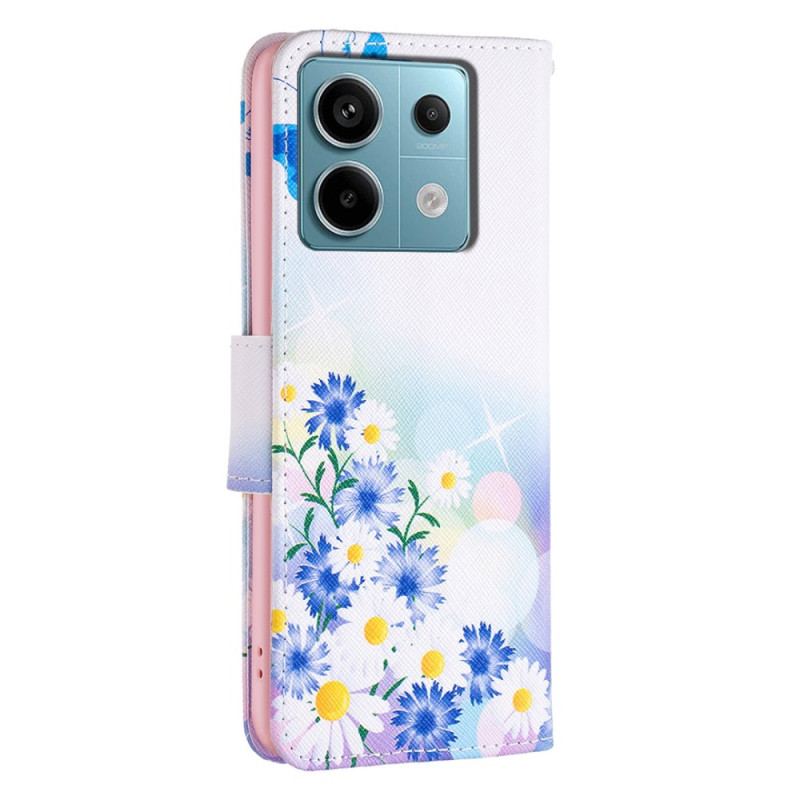 Flip Cover Poco X6 5g Sommerfugl Og Blomster