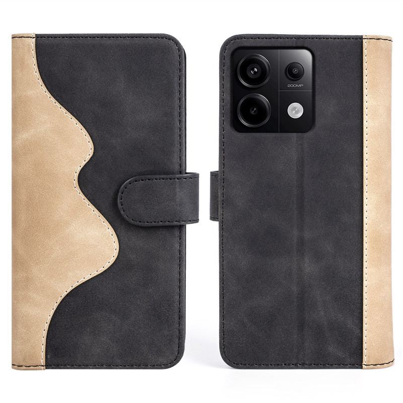 Læder Cover Poco X6 5g Telefon Etui Tofarvet Design