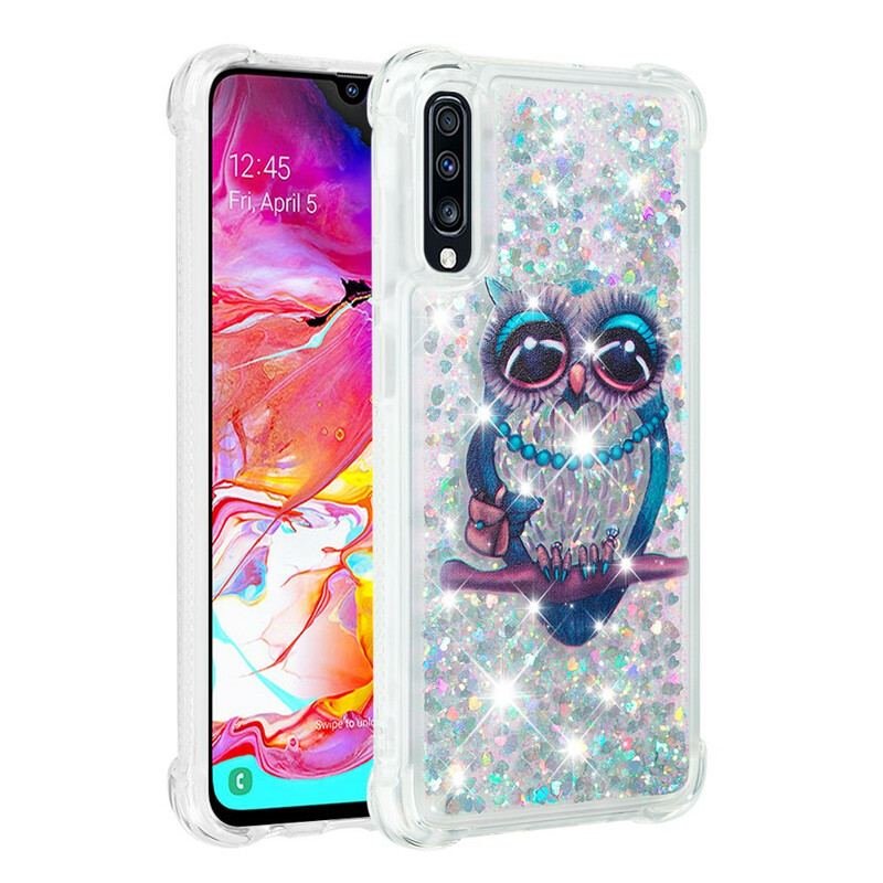 Cover Samsung Galaxy A70 Miss Owl Pailletter