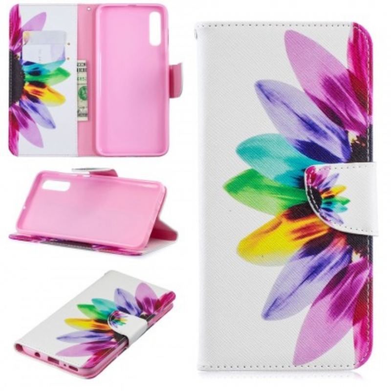 Flip Cover Samsung Galaxy A70 Akvarel Blomst