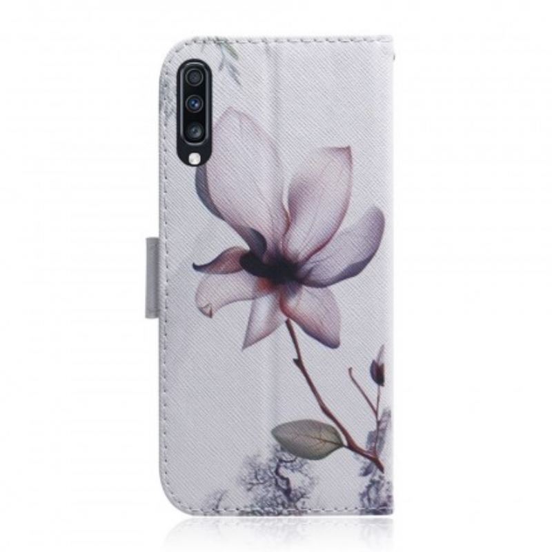 Flip Cover Samsung Galaxy A70 Blomst Støvet Pink