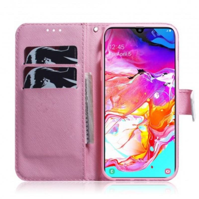 Flip Cover Samsung Galaxy A70 Blomst Støvet Pink