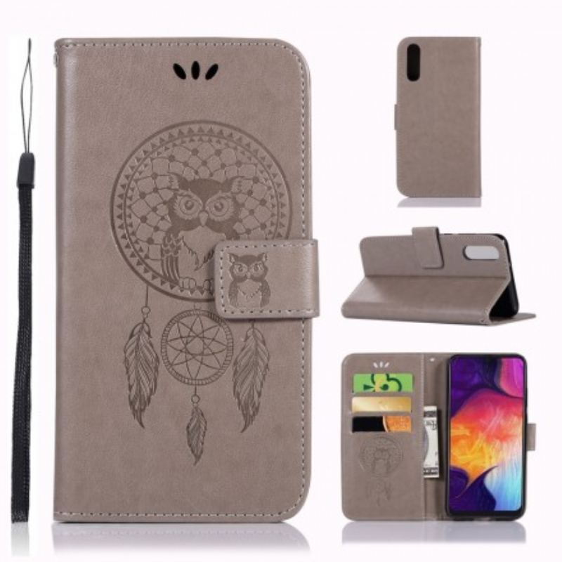 Flip Cover Samsung Galaxy A70 Lædereffekt Dream Catcher Owl