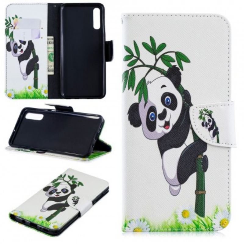 Flip Cover Samsung Galaxy A70 Panda På Bambus