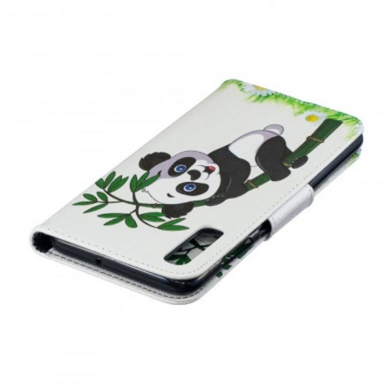 Flip Cover Samsung Galaxy A70 Panda På Bambus