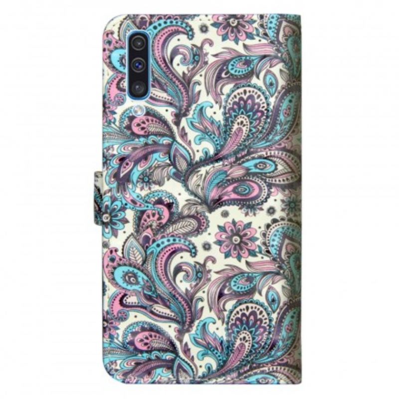 Læder Cover Samsung Galaxy A70 Blomster Mønstre