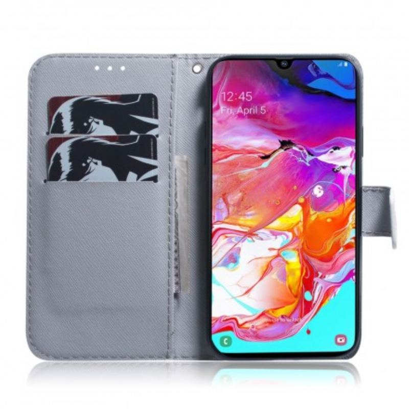 Læder Cover Samsung Galaxy A70 Blomstrende Trægren