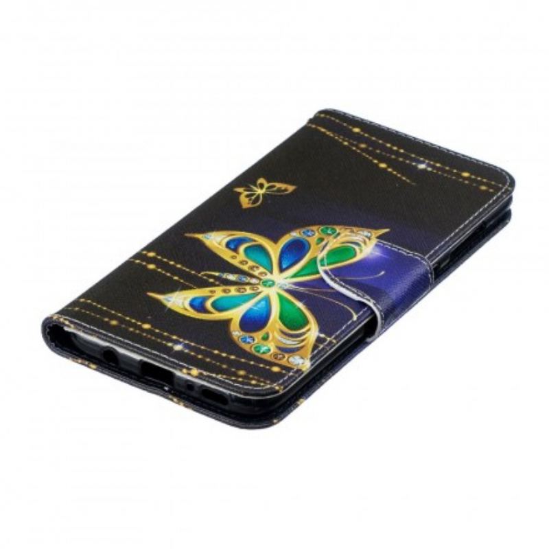 Læder Cover Samsung Galaxy A70 Magisk Sommerfugl