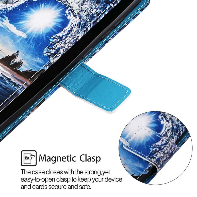 Læder Cover Samsung Galaxy A70 Med Snor Daydreams Lanyard Landscape