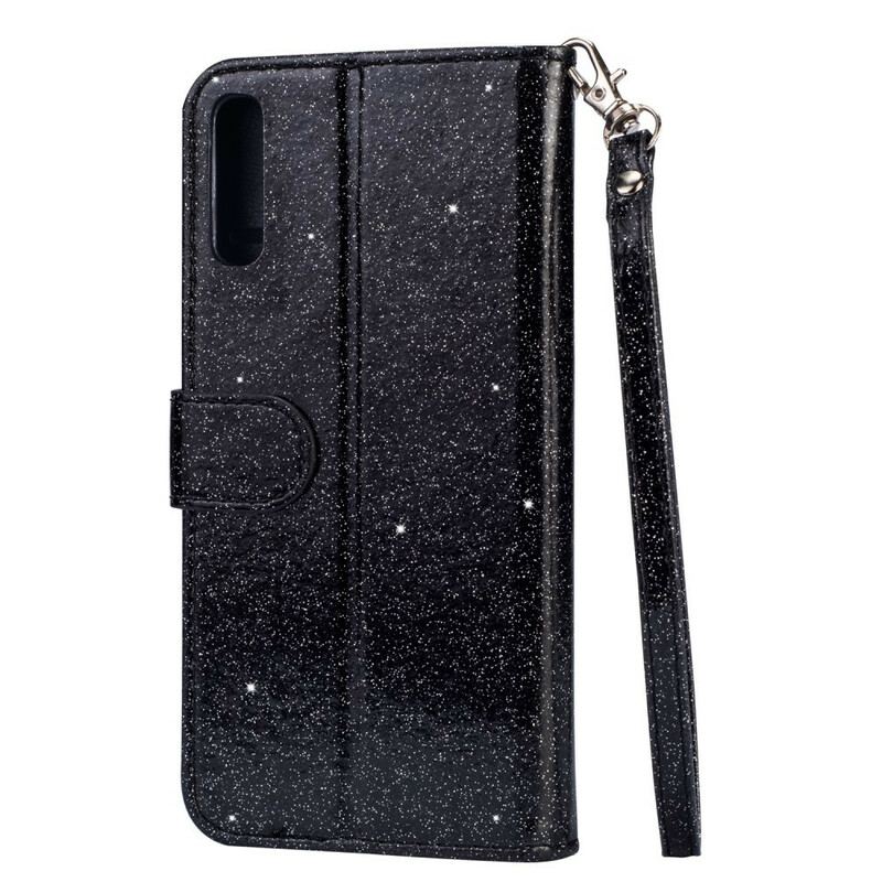 Læder Cover Samsung Galaxy A70 Med Snor Glitterpung Med Rem