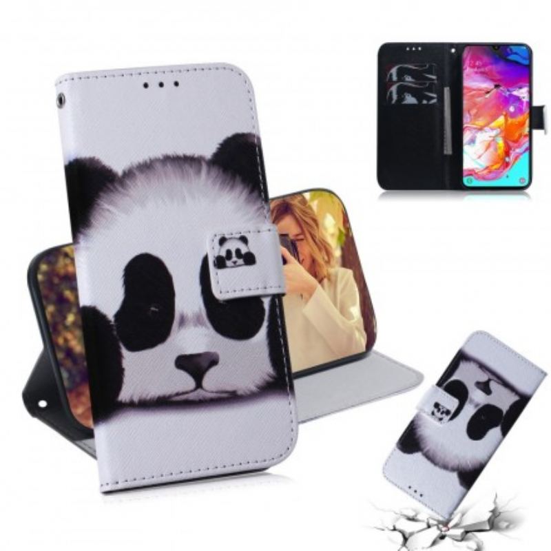 Læder Cover Samsung Galaxy A70 Panda Ansigt