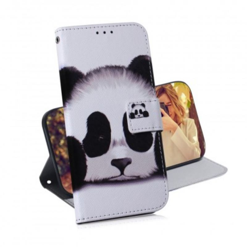 Læder Cover Samsung Galaxy A70 Panda Ansigt