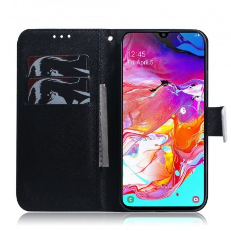 Læder Cover Samsung Galaxy A70 Panda Ansigt