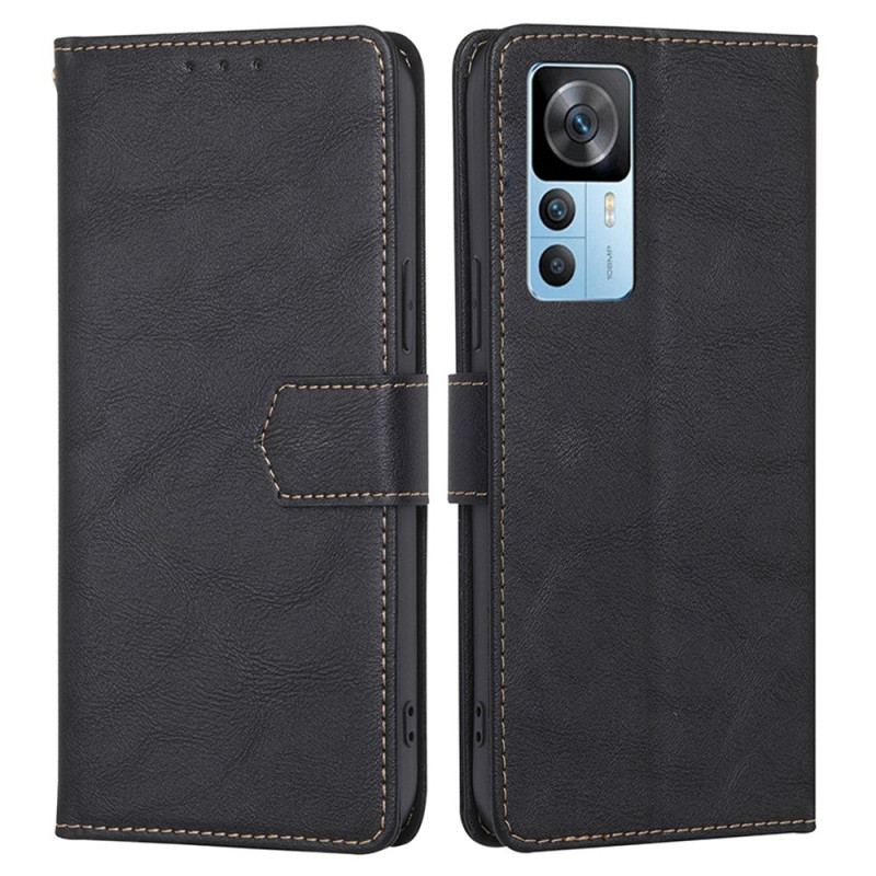 Flip Cover Xiaomi 12T / 12T Pro Couture Lædereffekt