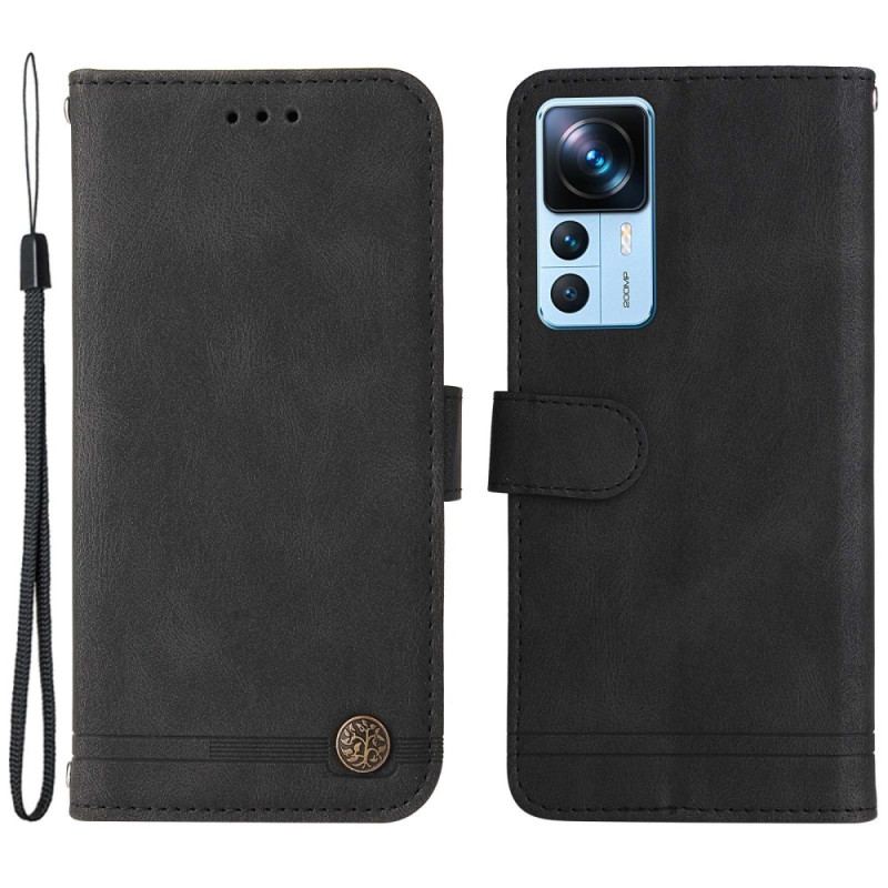 Flip Cover Xiaomi 12T / 12T Pro Dekorativ Nitte Og Snor