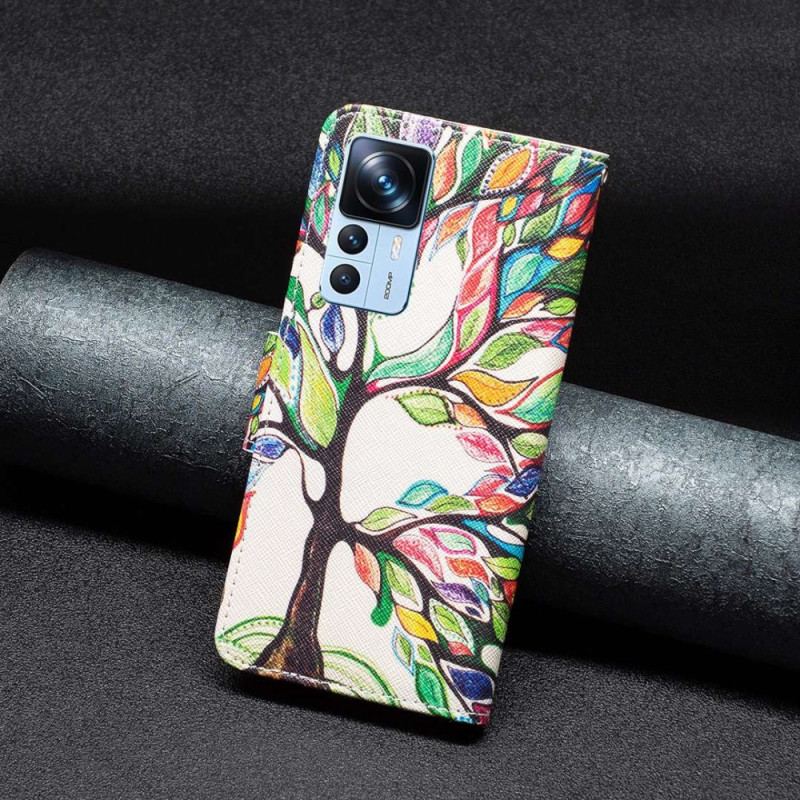 Flip Cover Xiaomi 12T / 12T Pro Farverigt Træ