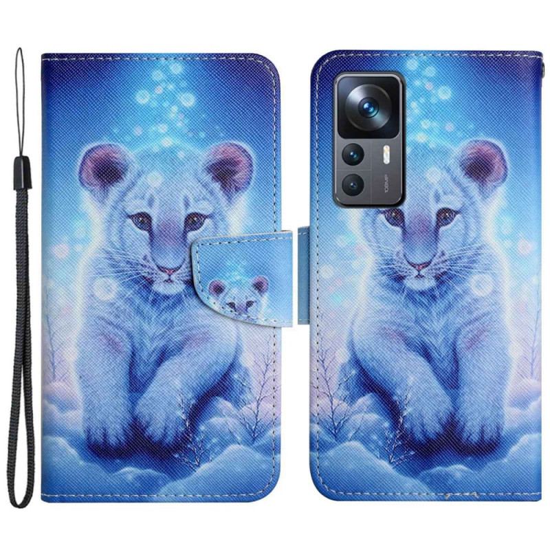 Flip Cover Xiaomi 12T / 12T Pro Med Snor Baby Leopard Med Rem