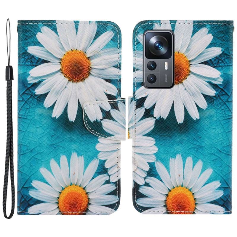 Flip Cover Xiaomi 12T / 12T Pro Med Snor Strappy Daisy