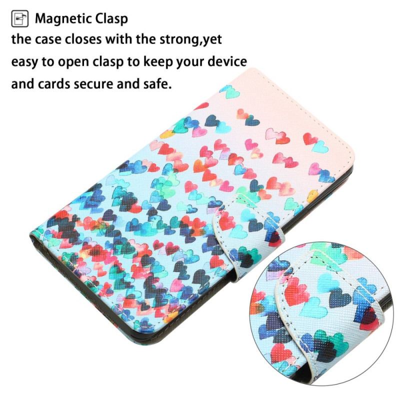 Flip Cover Xiaomi 12T / 12T Pro Med Snor Strappy Hearts