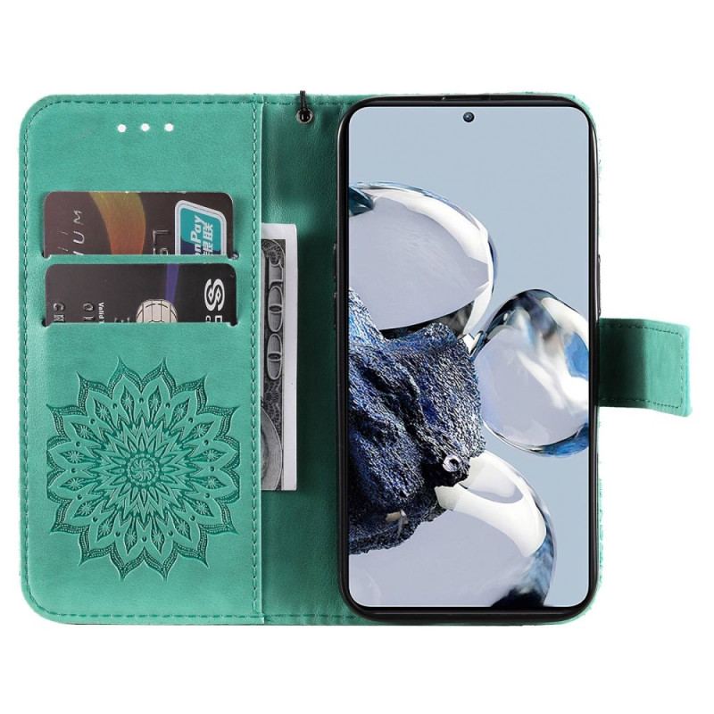 Flip Cover Xiaomi 12T / 12T Pro Med Snor Strappy Mandala