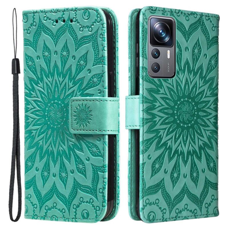 Flip Cover Xiaomi 12T / 12T Pro Med Snor Strappy Sun Mandala