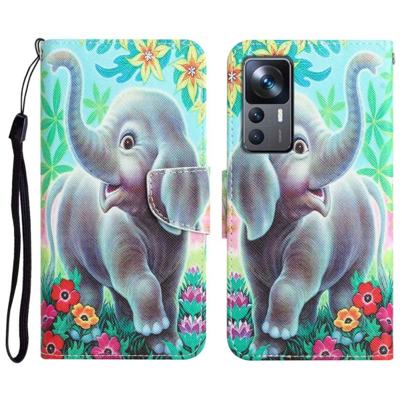 Læder Cover Xiaomi 12T / 12T Pro Med Snor Rør Mig Ikke Elefant Med Rem