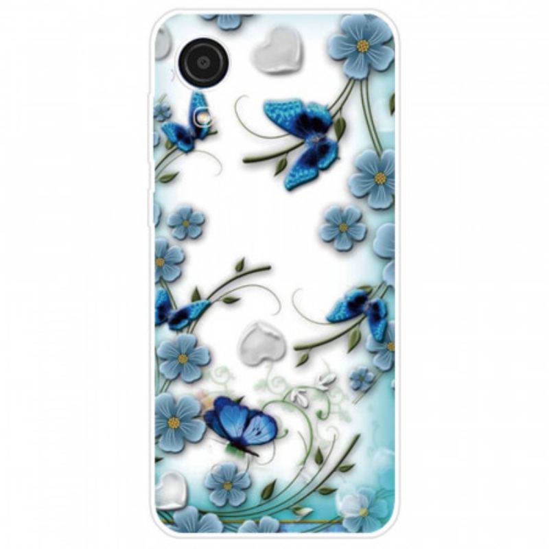 Cover Samsung Galaxy A03 Core Retro Sommerfugle Og Blomster