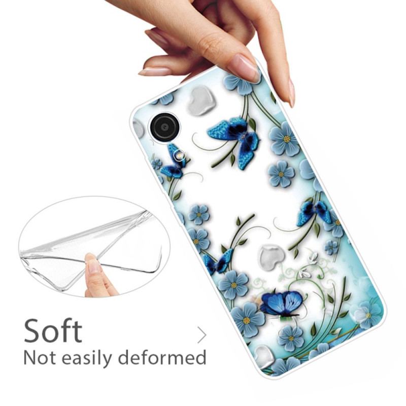 Cover Samsung Galaxy A03 Core Retro Sommerfugle Og Blomster