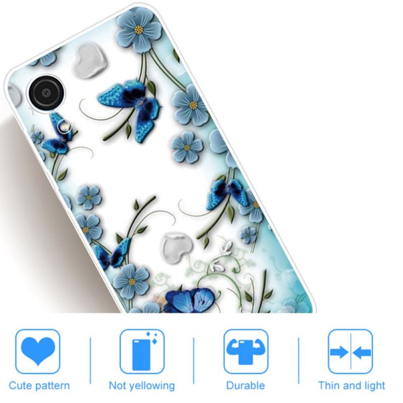 Cover Samsung Galaxy A03 Core Retro Sommerfugle Og Blomster