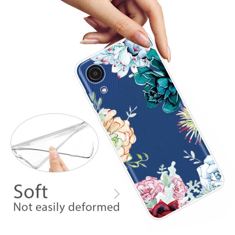 Cover Samsung Galaxy A03 Core Sømløs Akvarel Blå Blomster