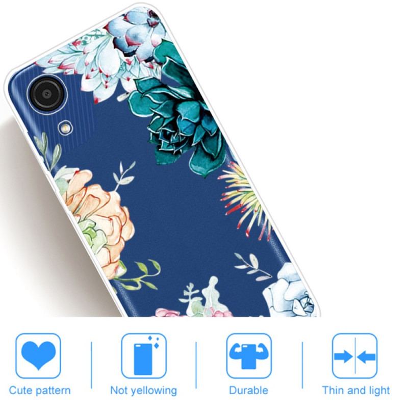 Cover Samsung Galaxy A03 Core Sømløs Akvarel Blå Blomster