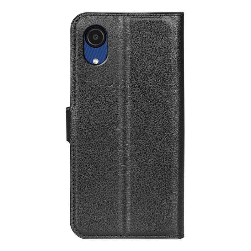 Flip Cover Samsung Galaxy A03 Core Klassisk Litchi-lædereffekt