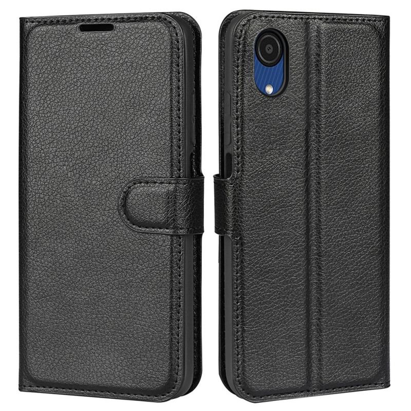 Flip Cover Samsung Galaxy A03 Core Klassisk Litchi-lædereffekt