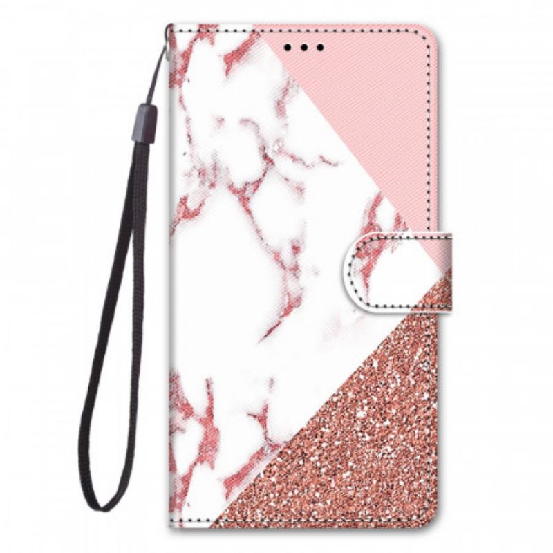 Flip Cover Samsung Galaxy A03 Core Marmor Og Glitter Trekant