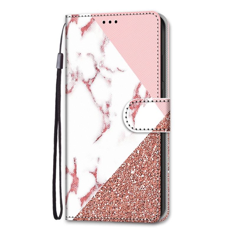 Flip Cover Samsung Galaxy A03 Core Marmor Og Glitter Trekant