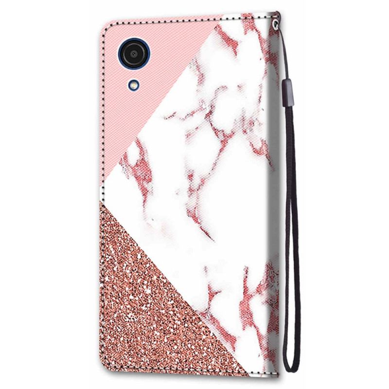 Flip Cover Samsung Galaxy A03 Core Marmor Og Glitter Trekant