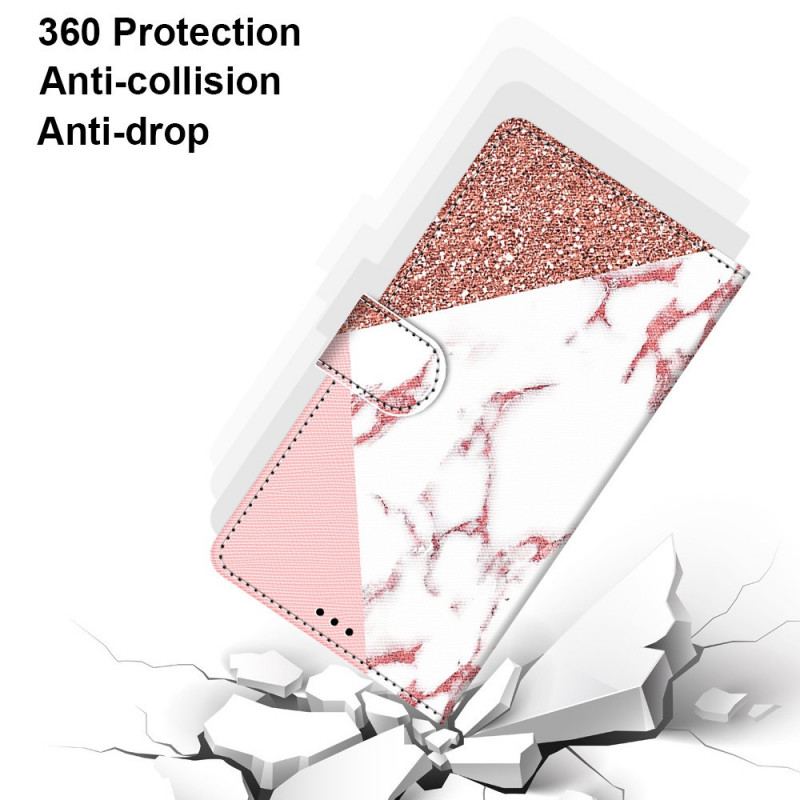 Flip Cover Samsung Galaxy A03 Core Marmor Og Glitter Trekant