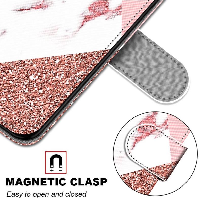 Flip Cover Samsung Galaxy A03 Core Marmor Og Glitter Trekant