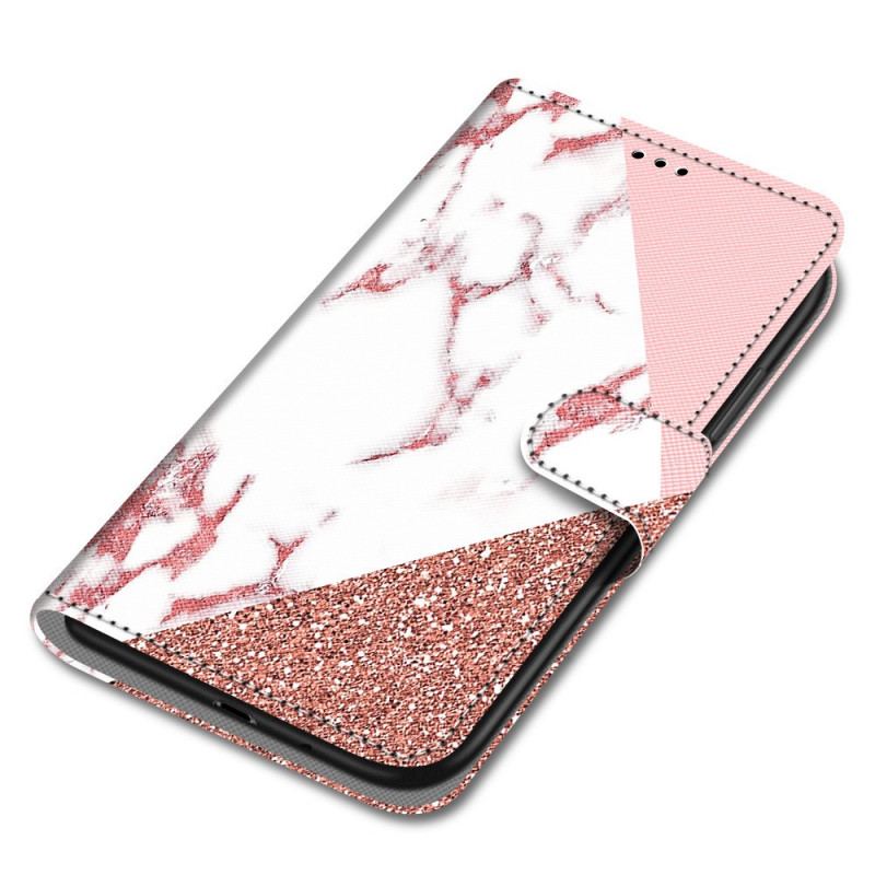 Flip Cover Samsung Galaxy A03 Core Marmor Og Glitter Trekant