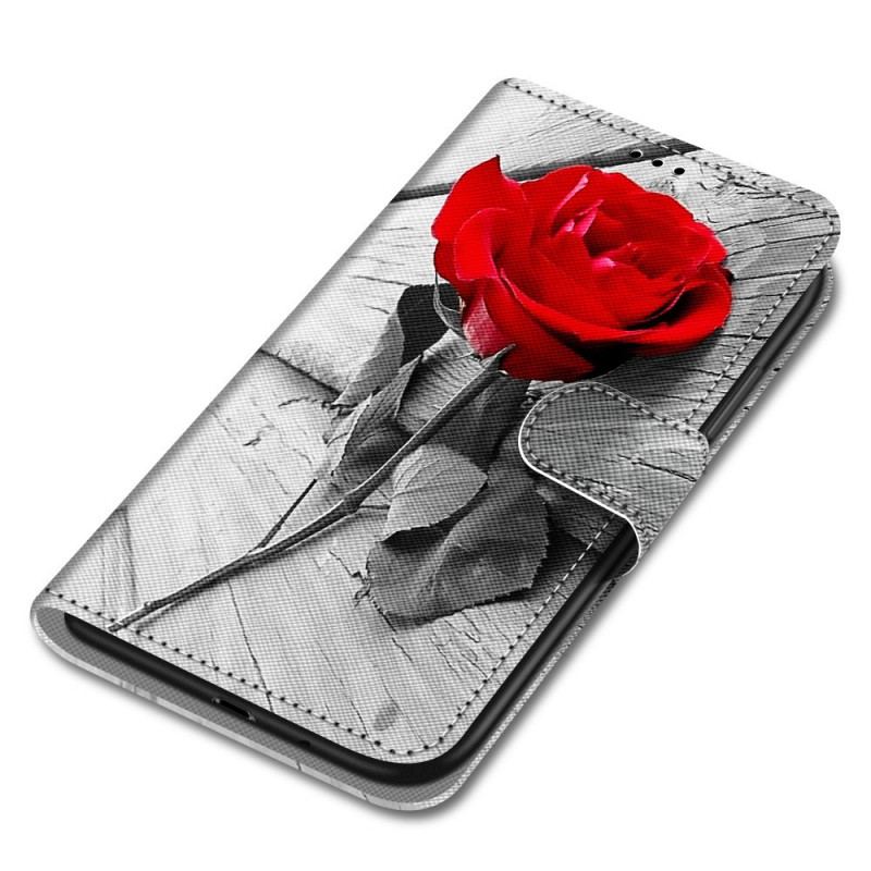 Flip Cover Samsung Galaxy A03 Core Med Snor Romantisk Rose Med Rem