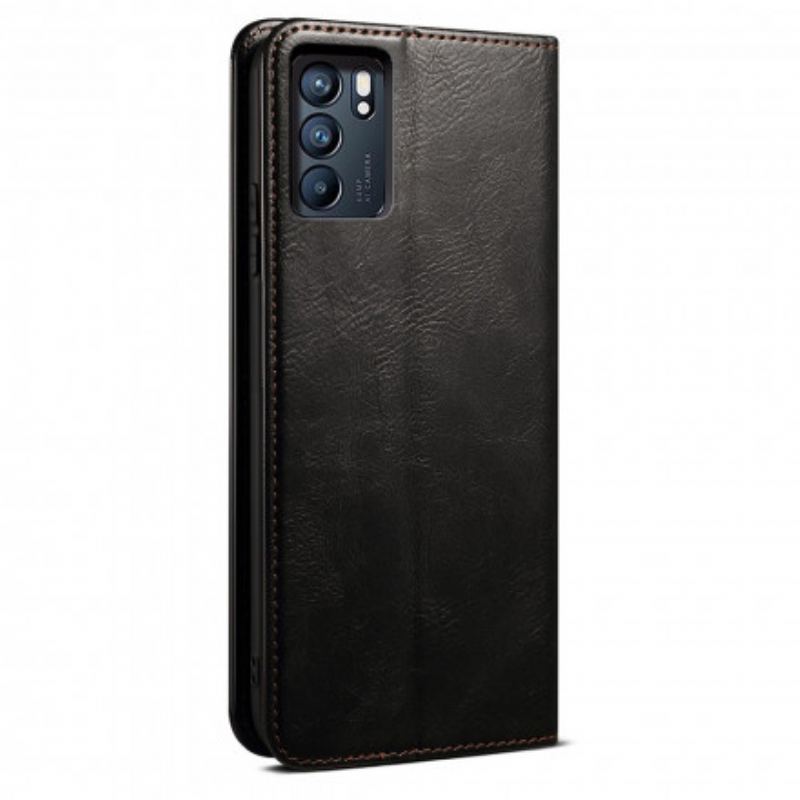 Cover Oppo Reno 6 5G Flip Cover Voksbehandlet Kunstlæder