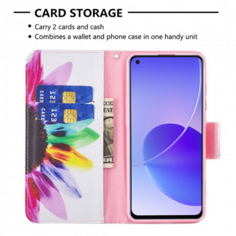 Flip Cover Oppo Reno 6 5G Akvarel Blomst