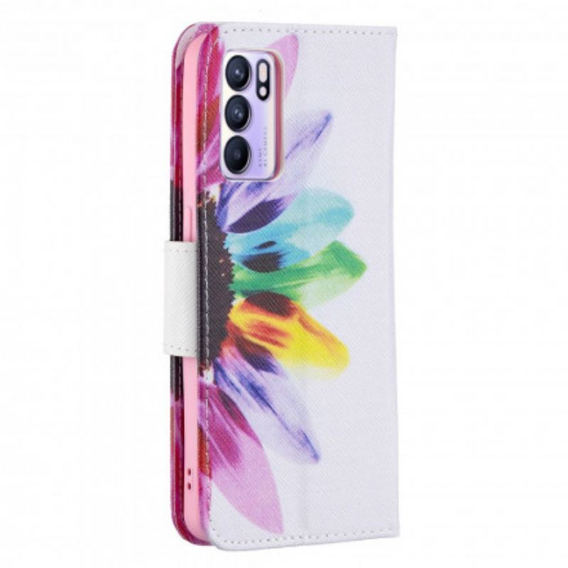 Flip Cover Oppo Reno 6 5G Akvarel Blomst