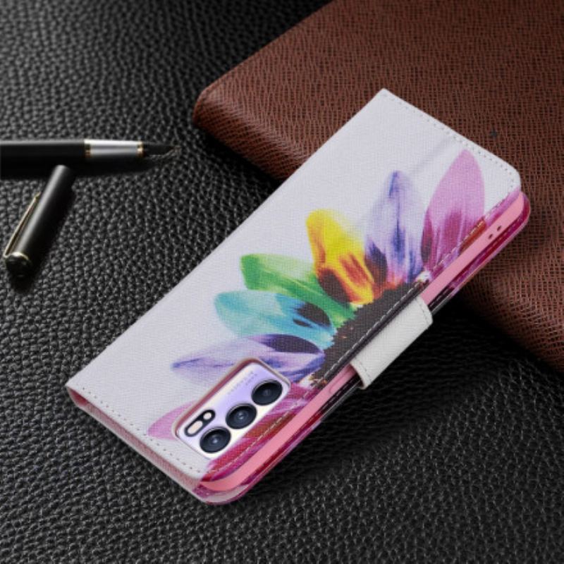 Flip Cover Oppo Reno 6 5G Akvarel Blomst