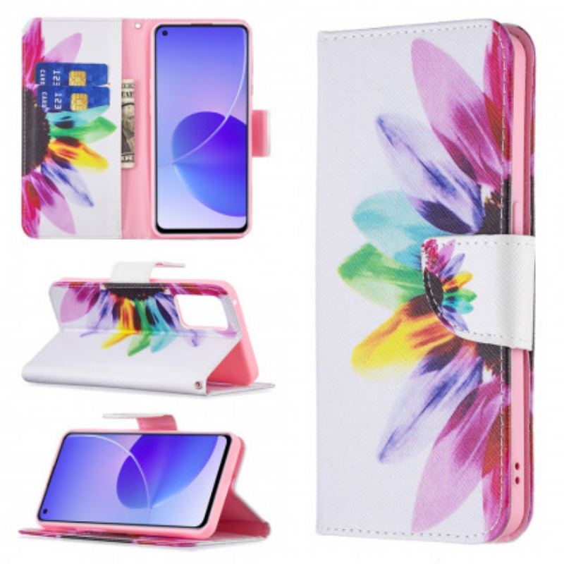 Flip Cover Oppo Reno 6 5G Akvarel Blomst