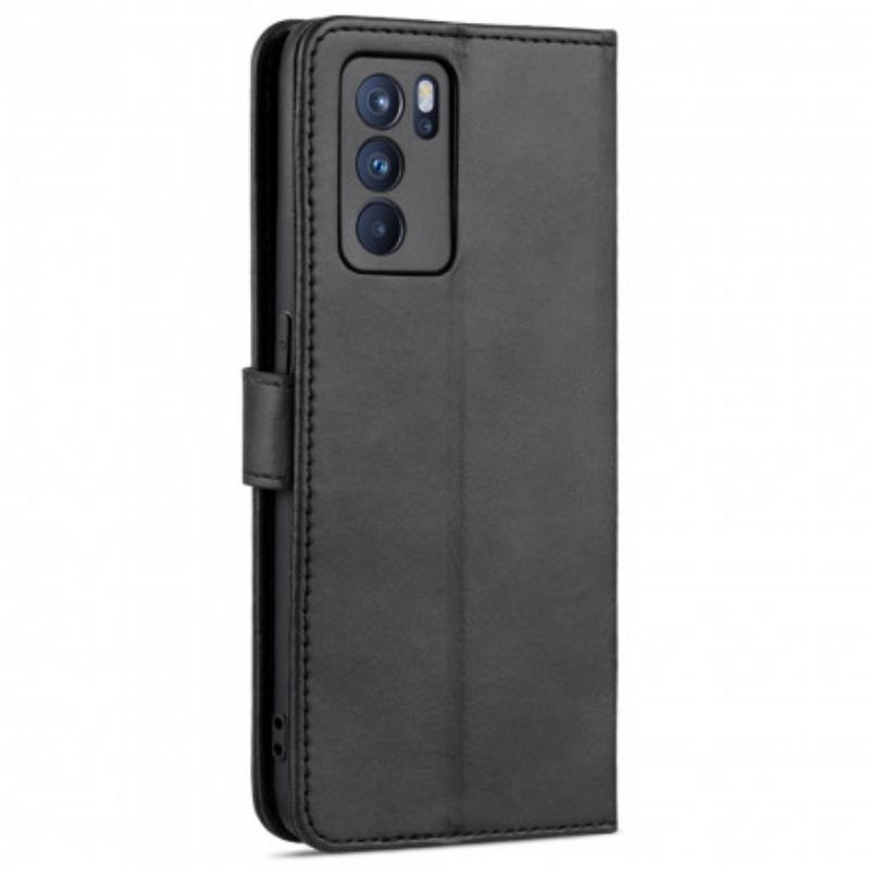 Flip Cover Oppo Reno 6 5G Azns Lædereffekt