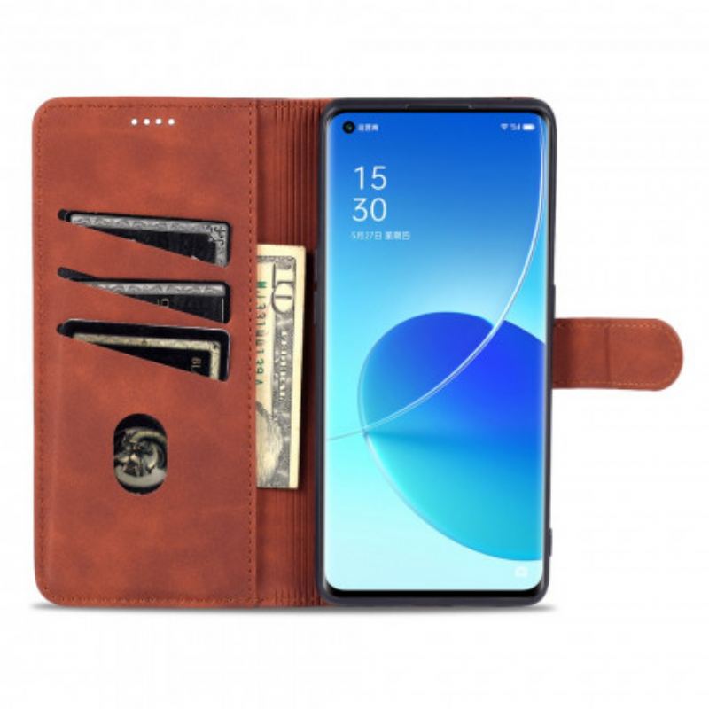 Flip Cover Oppo Reno 6 5G Azns Lædereffekt