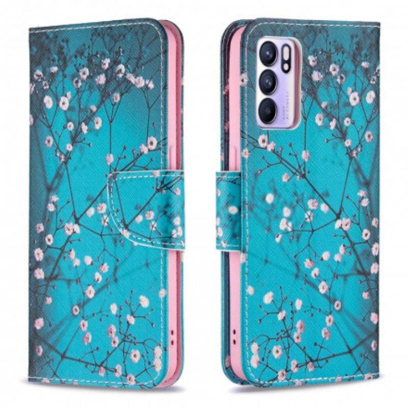 Flip Cover Oppo Reno 6 5G Blomstrende Grene