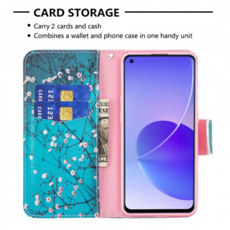 Flip Cover Oppo Reno 6 5G Blomstrende Grene